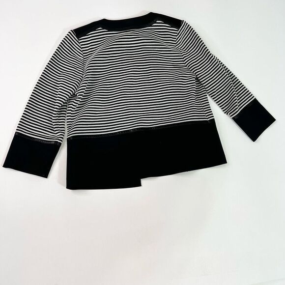 Ming Wang Jacket Womens PS Black & White Striped Color Block Open Front Petite - Picture 8 of 10